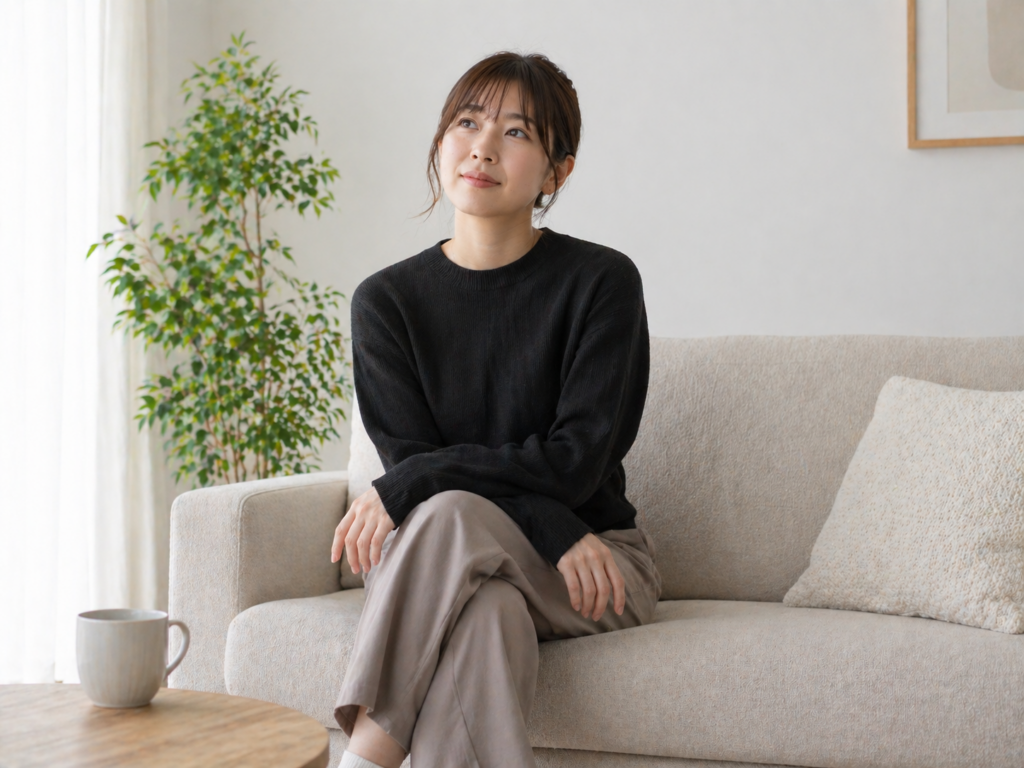 脚を組む女性