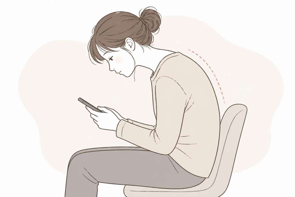 猫背の女性イラスト
